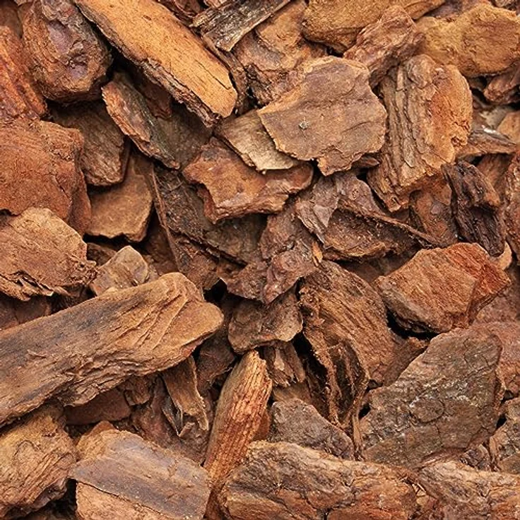 GALAMIO Pinienrinde Deko 40-60mm, 60l Sack Rindenmulch aus Mittelmeerkiefer für effektiven Unkrautschutz und dekorative Bodenabdeckung, rostrot – Bild 5