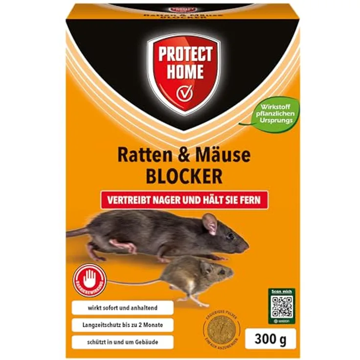 Protect Home Ratten und Mäuse Blocker, giftfreies Pulver zur Vertreibung von Nagern, 300 g