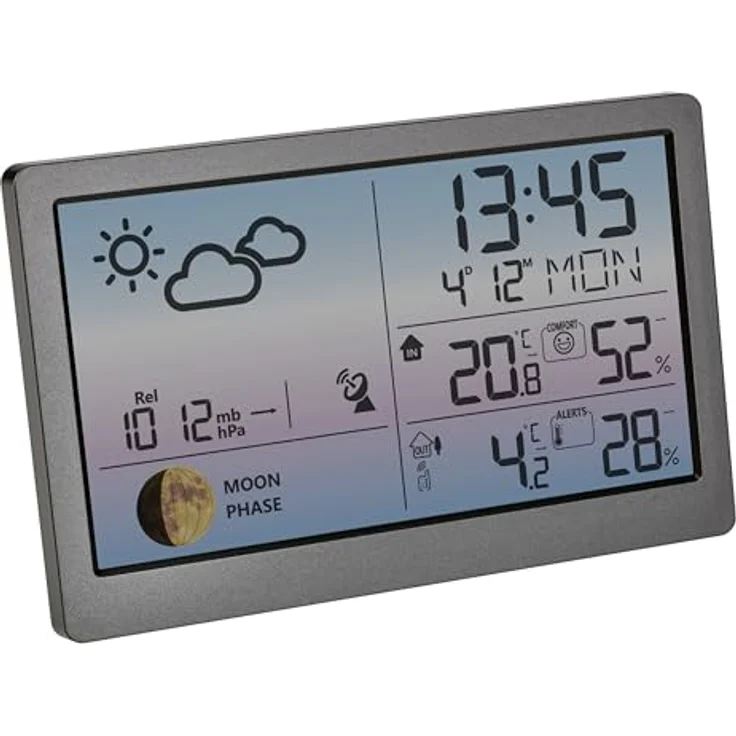 TFA D3080 Funkwetterstation, Wetterstation mit präziser Wettervorhersage, Silber – Bild 2