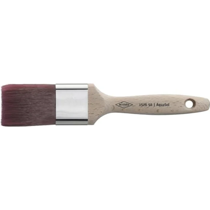 Wistoba 152640 AquaSol Flachpinsel 1 Stück, extra feine Kunstfaser, rostfreie nahtlose Fassungen, rohe Holzstiele – Bild 1