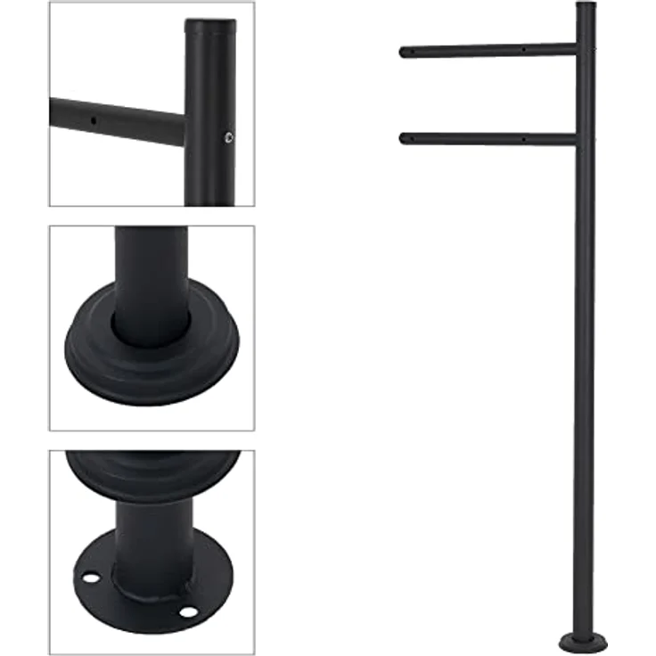 ECD Germany Standbriefkasten mit Zeitungsfach, Design Briefkasten mit Pfosten, Briefkastenanlage, Briefkastenständer 120 cm Anthrazit Edelstahl, Postkasten Anthrazit Holzoptik Stahl 37 x 36,5 x 11 cm – Bild 5