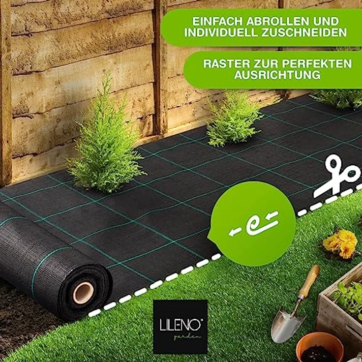 LILENO HOME Anti-Unkrautgewebe 100m² [100 g/qm] – Reißfestes, wasserdurchlässiges Bändchengewebe mit Raster & UV-Schutz für Gartenanwendungen [1m x 100m] – Bild 2