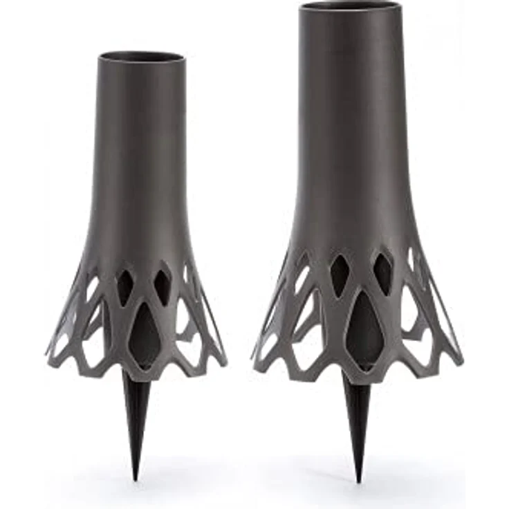 Plastia Grabvase mit Erdspieß Roseta Anthrazit 1 L - Friedhofsvase aus Kunststoff - Steckvase als Grabschmuck - UV-und witterungsbeständige Blumenvase – Bild 2