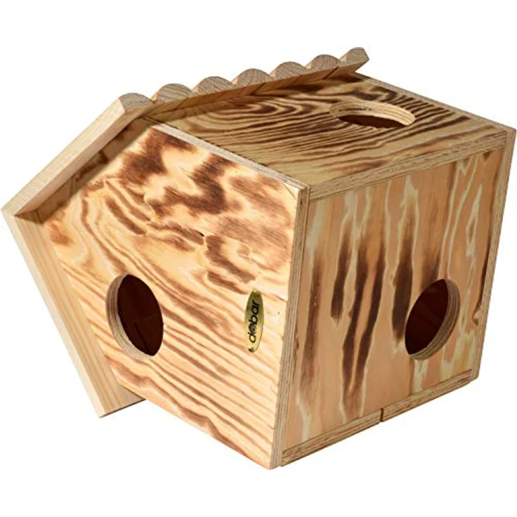 dobar® 22231FSCe Eichhörnchenkobel - Eichhörnchenhaus aus Massivholz - Futterhaus für Eichhörnchen - Eichhörnchen Schlafhaus mit 3 Eingängen - 26 x 26 x 29 cm - Geflammt – Bild 3