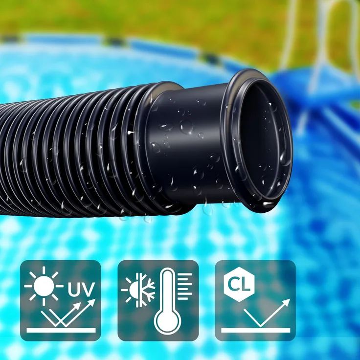Monzana Schwimmbadschlauch flexibel formstabil UV-Beständig Muffen Schwimmbadschlauch Pumpenschlauch Wasserschlauch Saugschlauch