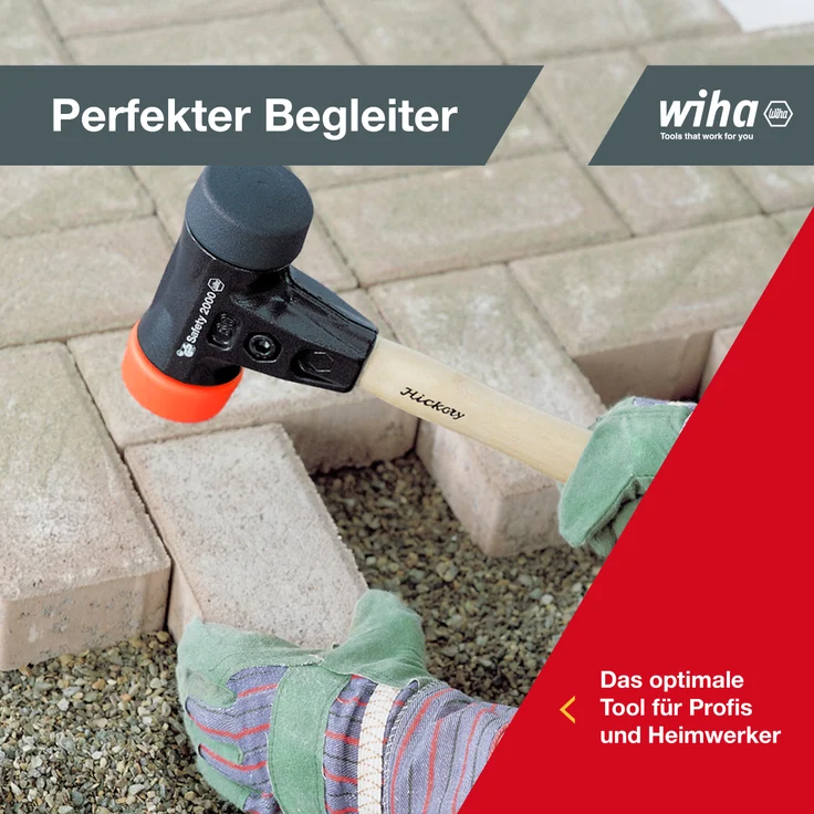 Wiha Schonhammer Safety mittelweich und hart (26611) I Gummihammer mit hochwertigem Hickory Holzstiel I Rund-Schlagkopf 30mm - Preisvergleich – Bild 17