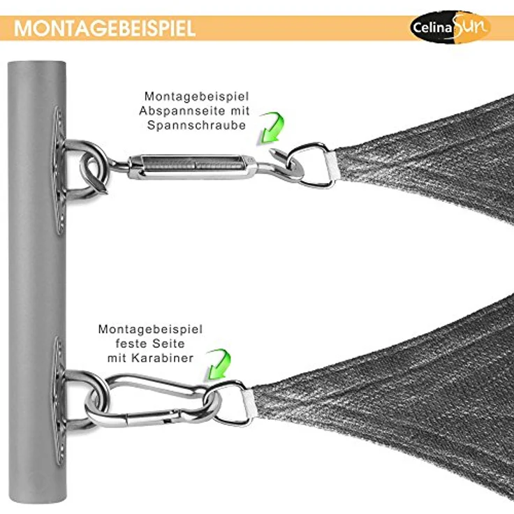 CelinaSun Sonnensegel Zubehör Set 4X Karabinerhaken Edelstahl V2A Sonnenschutz Befestigung Segel Montage Werkzeug – Bild 3
