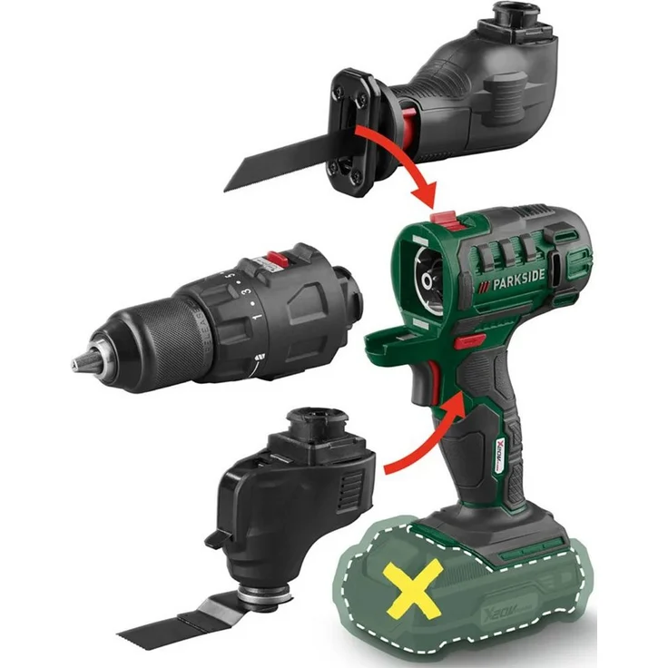 Parkside Akku-Bohrschrauber Kombigerät 3in1 PKGA 20-Li C2, 20 V - Werkzeugloser Aufsatzwechsel, Stufenlose Drehzahlsteuerung, Softgrip, im Koffer – Bild 1