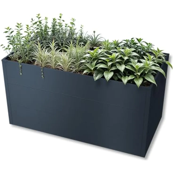 Metzler Hochbeet für den Garten – Stahl in Anthrazit | Witterungsbeständiges Metall-Gartenbeet, Pflanzenbeet, Blumenhochbeet | 150 x 75 x 77 cm – Bild 1