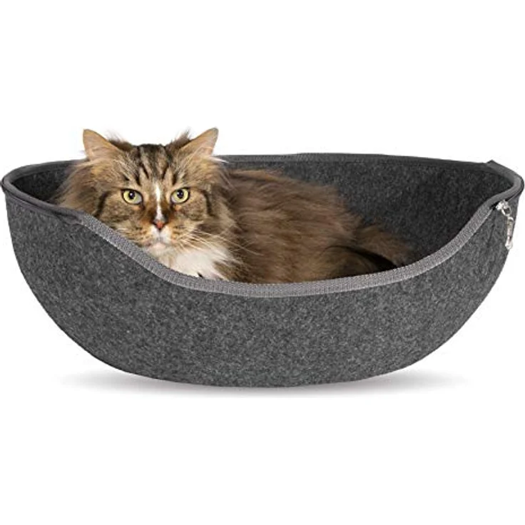 Beeztees Schlafhöhle Katzeniglu Innu, Filz grau, abnehmbarer Oberteil und waschbares Plüschkissen – Bild 6