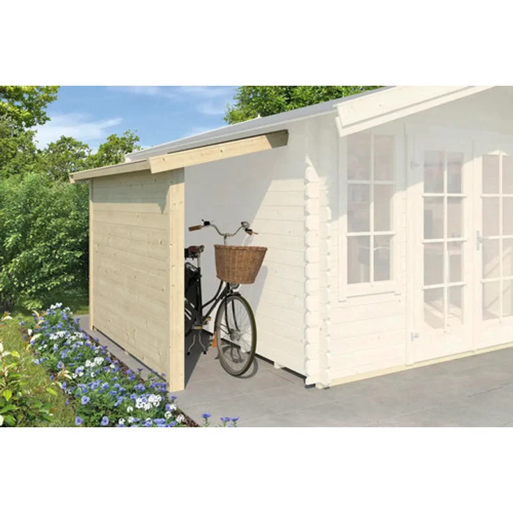 Outdoor Life Schleppdach inkl. Seitenwand 90 x 220 cm natur, für Gartenhäuser ab 240 mm Wandtiefe geeignet