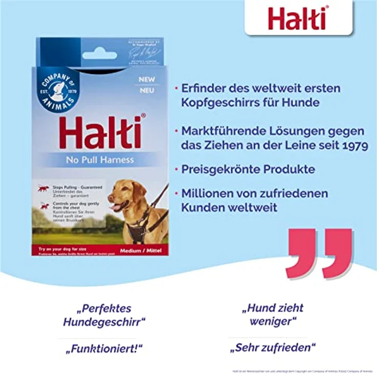HALTI No Pull Anti-Zug Geschirr, Größe Mittel - Verhindert, dass Ihr Hund an der Leine zieht, Gepolsterter Brust- und Beingurt, Reflektierendes Gurtmaterial, Einfache Anpassung und Benutzung – Bild 5