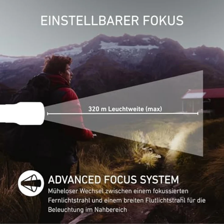Ledlenser P7R 25th Anniversary, wiederaufladbare LED Taschenlampe mit 2000 Lumen, 320 m Reichweite, 80 h Laufzeit, IP68, USB-C – ideal für Camping, Wandern & Arbeit – Bild 4