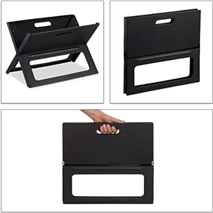 Relaxdays Klappgrill, mit Kohle-und Holzkohlegrillrost, klappbarer Faltgrill, Picknick und Camping, HBT 30x45,5x30cm, schwarz – Bild 6