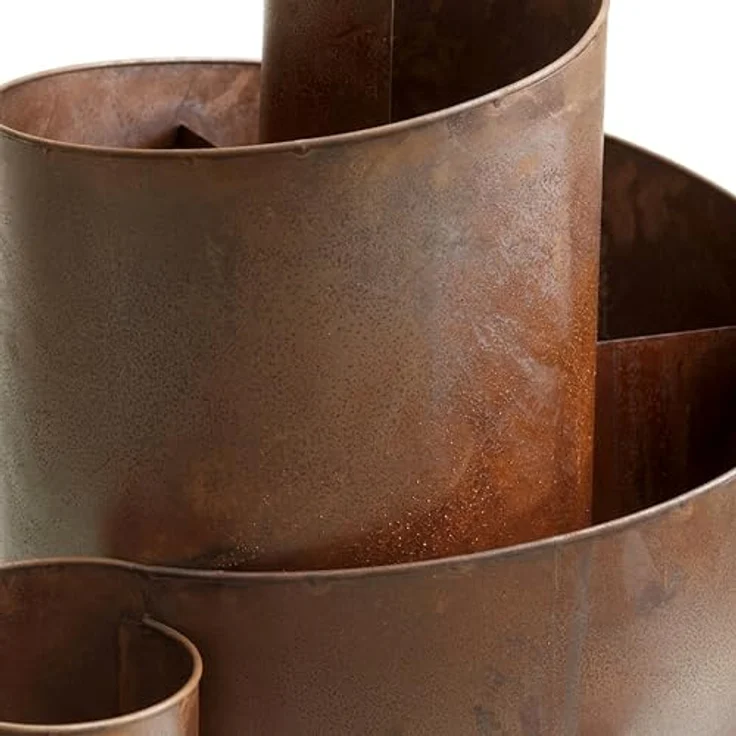 Spetebo Edelrost Eisen Kräuterspirale 3 Ebenen, 58 x 43 cm, Metall Kräuterschnecke mit 5 Kammern zum Bepflanzen, Natur Rost – Bild 2