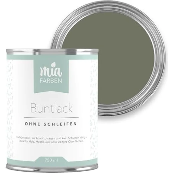 miafarben Buntlack ohne Schleifen 750ml, Möbel- und Möbellack für Holz, Metall und Kunststoff, wetterfest in Sommerlicher Waldpfad