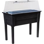 Ondis24 Garten Hochbeet Blumenkübel Victoria für Balkon, Pflanzkasten mit Gewächshaus, Volumen 50 L, Wasserspeicher, Tröpfchenbewässerung, abnehmbare Füße, Outdoor geeignet (Anthrazit)