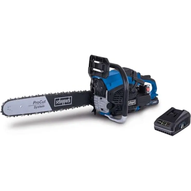 Scheppach IXES 20V Benzin-Kettensäge PCS56E, 3,1 PS, 2.300 W, Schwertlänge 51 cm, Max. Aststärke 47 cm