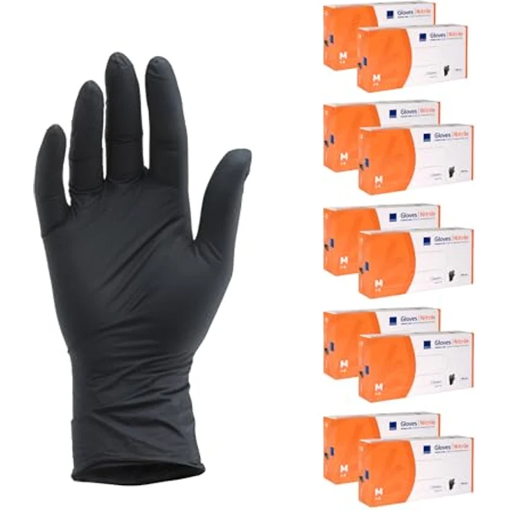 ABENA Nitrilhandschuhe M, 1000 Stück – Einmalhandschuhe Schwarz, puderfrei, latexfrei, lebensmittelsicher, reißfest & griffig für vielseitigen Einsatz – Bild 1