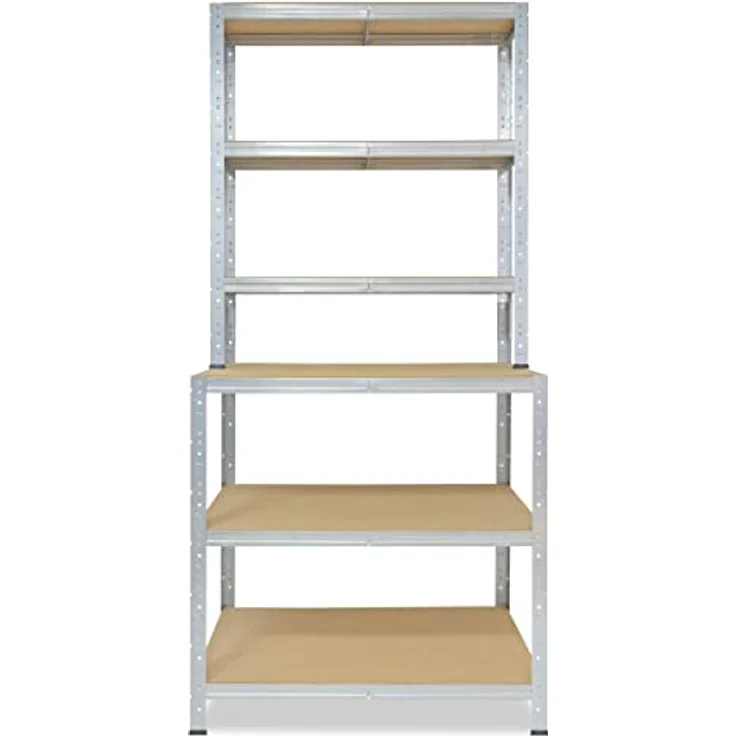 shelfplaza HOME Werkbank Regal 190x100x60 cm mit 6 Böden in verzinkt – Bild 5