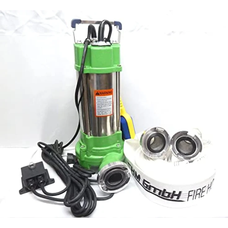 CHM GmbH Profi Fäkalienpumpe Schmutzwasserpumpe V1500 mit Schneidwerk+30 Meter 2"C-Schlauch, leistungsstark mit Edelstahl Schaufelrädern – Bild 2