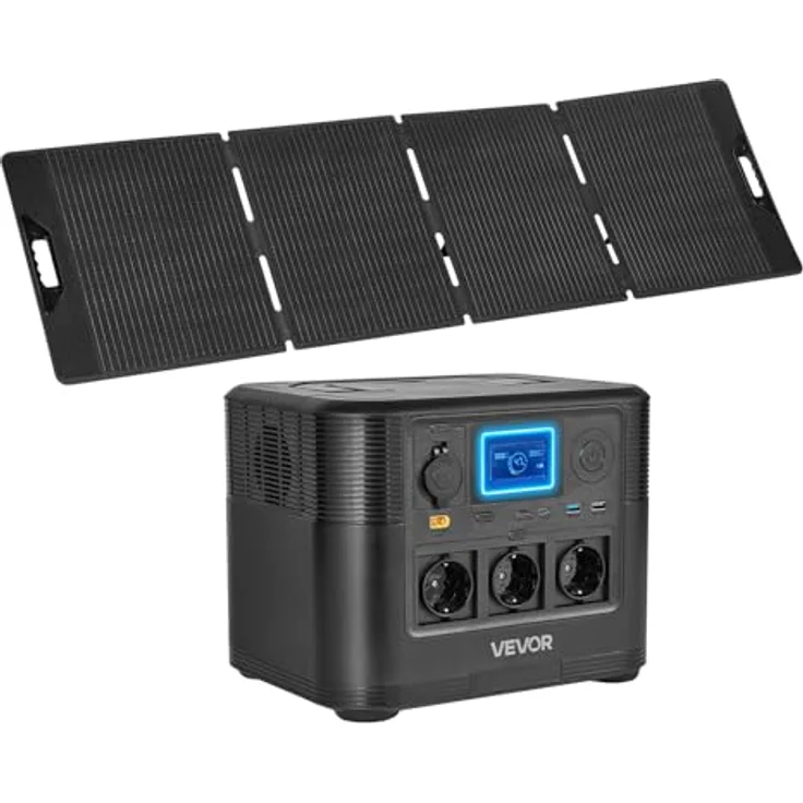 VEVOR Tragbare Powerstation M9, mit 200-W-Solarpanel, 1800-W-Solargenerator, 1008-Wh-LiFePO4-Akku, 9 Ausgängen, ideal für Notfälle zu Hause, Camping & Reisen mit dem Wohnmobil – Bild 1