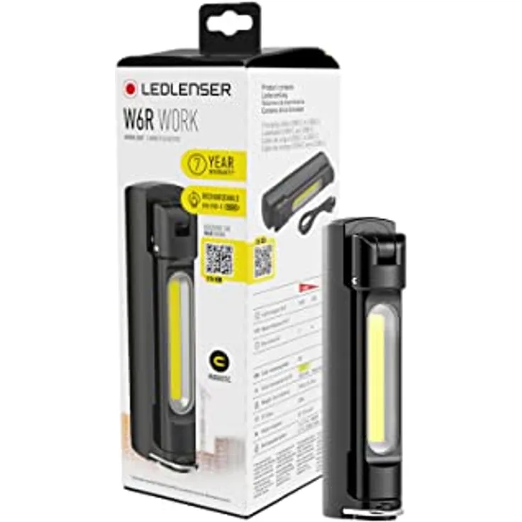 Ledlenser W6R Work Stablampe LED Werkstatt | KFZ Lampe 500 Lumen | LED Baulampe mit Akku | 10 Stunden Leuchtdauer | Werkstattlampe | LED Lampe | Arbeitsleuchte aufladbar | aufladbare Werkstattleuchte