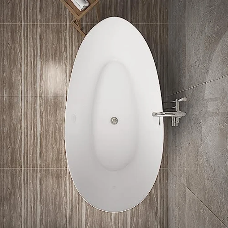 HOME DELUXE - freistehende Badewanne - DELIA, Weiß - Maße: ca. 180 x 90 x 58 cm - Füllmenge: 270 Liter, inkl. Überlaufschutz, Siphon und Verschluss I Spa, für 2 Personen – Bild 5