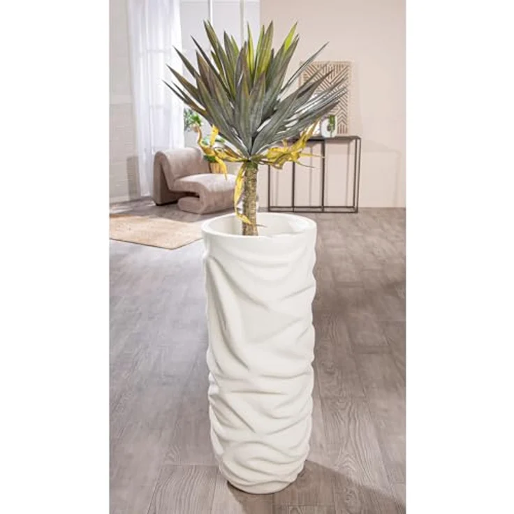 GILDE Übertopf XXL Crush, Magnesia, creme matt strukturiert, Höhe 90cm x Ø 36cm, Indoor geeignet – Bild 2