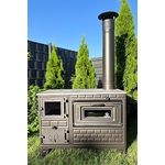 Homeparadise Outdoor-Küchenofen Terrassenofen Kuzine Soba/Gartenküche Holzofen Ofen mit Holzkohle (Brennkammertür: Glas), Schwarz / Anthrazit