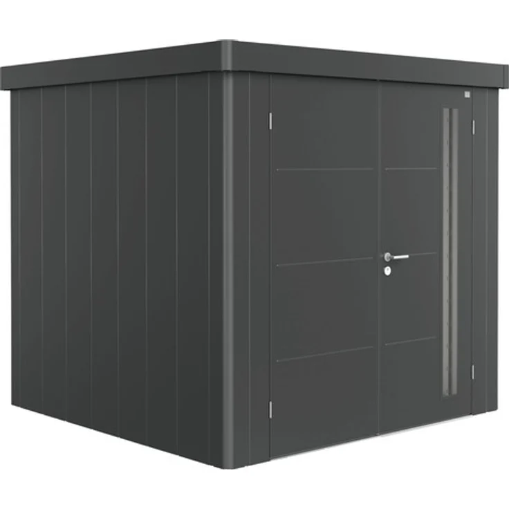 Biohort Gerätehaus Neo 2B Doppeltür 236 x 236 cm dunkelgrau-metallic, moderne Optik mit starker Dachkonstruktion