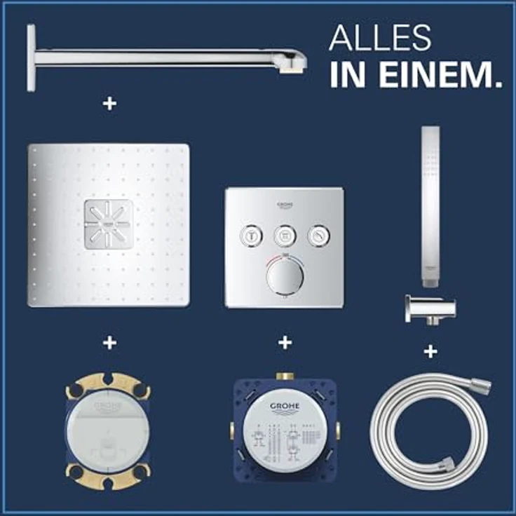 Grohe Precision Smartcontrol Duschsystem, Unterputz Thermostat mit 3 Absperrventilen, Quickfix, chrom – Bild 11