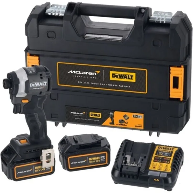 Dewalt DCF85MP2T, 18V Akku-Schlagschrauber mit 2x 5,0 Ah Akku, Bürstenloser Motor, 205 Nm, LED-Licht, McLaren Edition