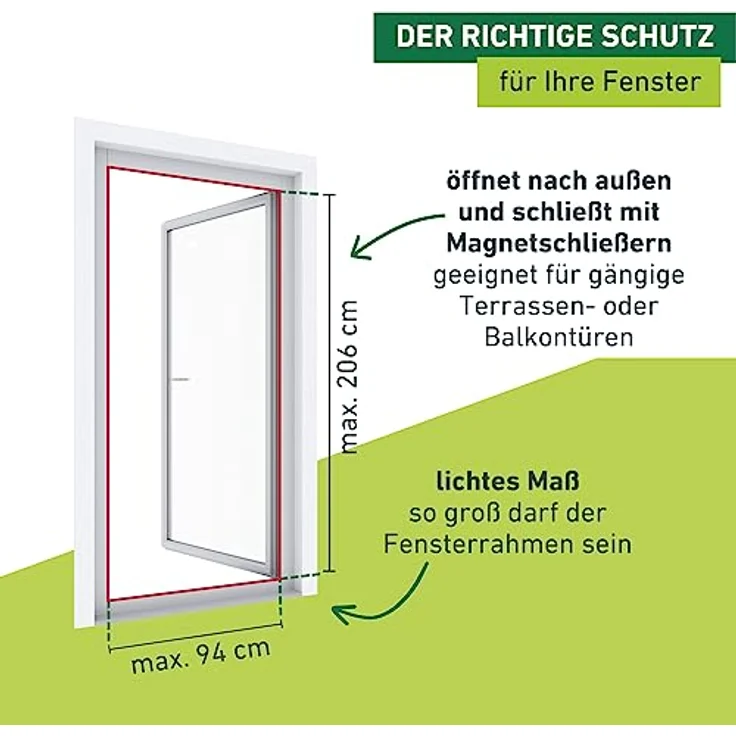Windhager Insektenschutz Basic Rahmentür, Spannrahmen-Tür, Fliegengitter Tür, Selbstbausatz 100 x 210cm, weiß, 04506 – Bild 4
