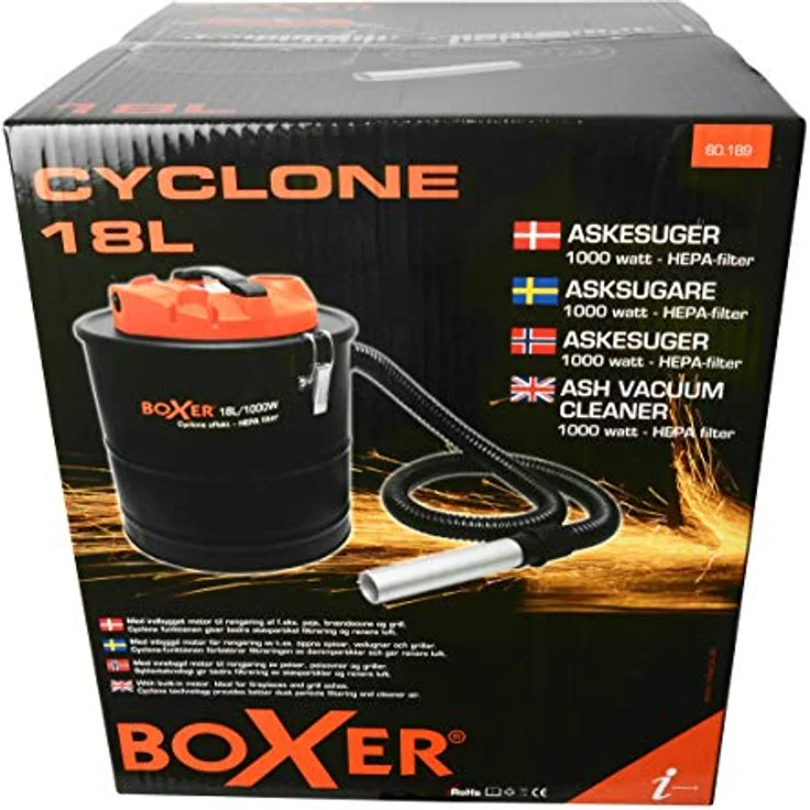 Boxer Cyclone Aschesauger mit HEPA-Filter 18 Liter mit 1000 Watt Motor, Zyklon-Modell – Bild 2