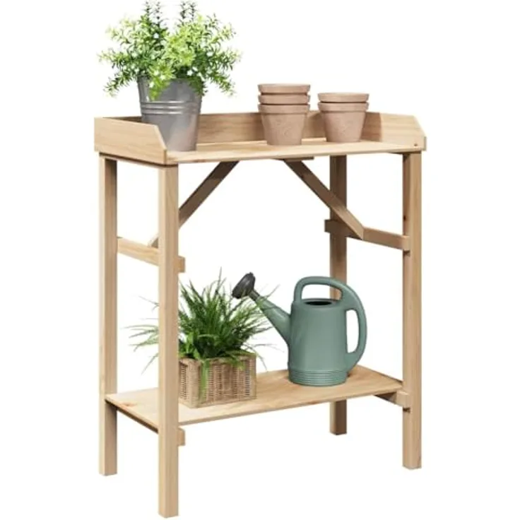 vidaXL Blumenständer Pflanztisch aus massivem Kiefernholz, 75x40x90 cm, naturbeige, Innen/Außen Nutzung