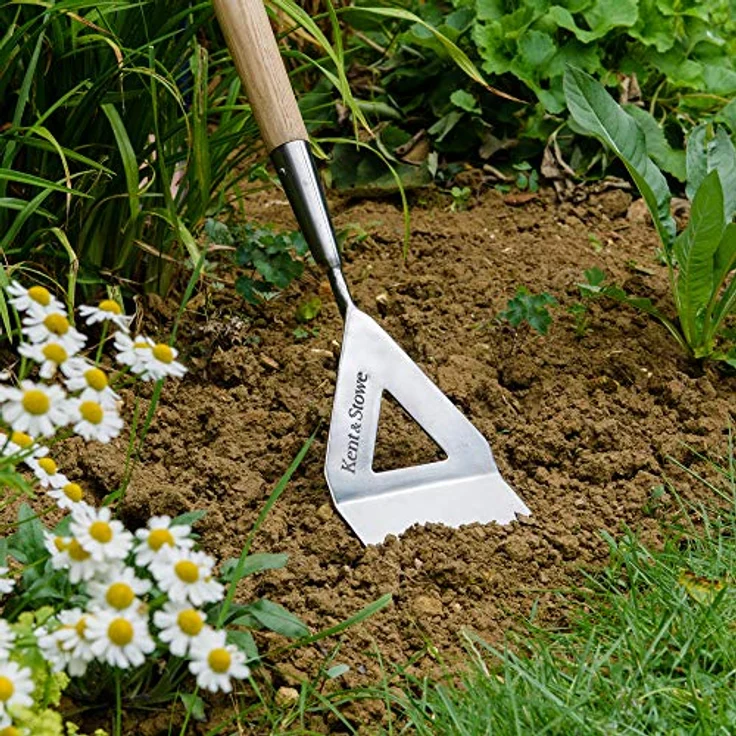 Kent & Stowe Holländische Hacke – Gartenhacke aus Edelstahl, zum Schub- und Zug-Jäten, Unkrautjäter mit Stiel aus Eschenholz, Länge: 160 cm – Bild 5