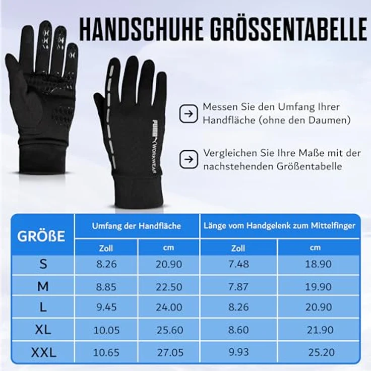 "PUMA Workwear Arbeitshandschuhe Herren Winter Touchscreen - Rutschfeste Haptik - Warme Fleece Outdoor Sport - Geschenke für Männer" – Bild 6