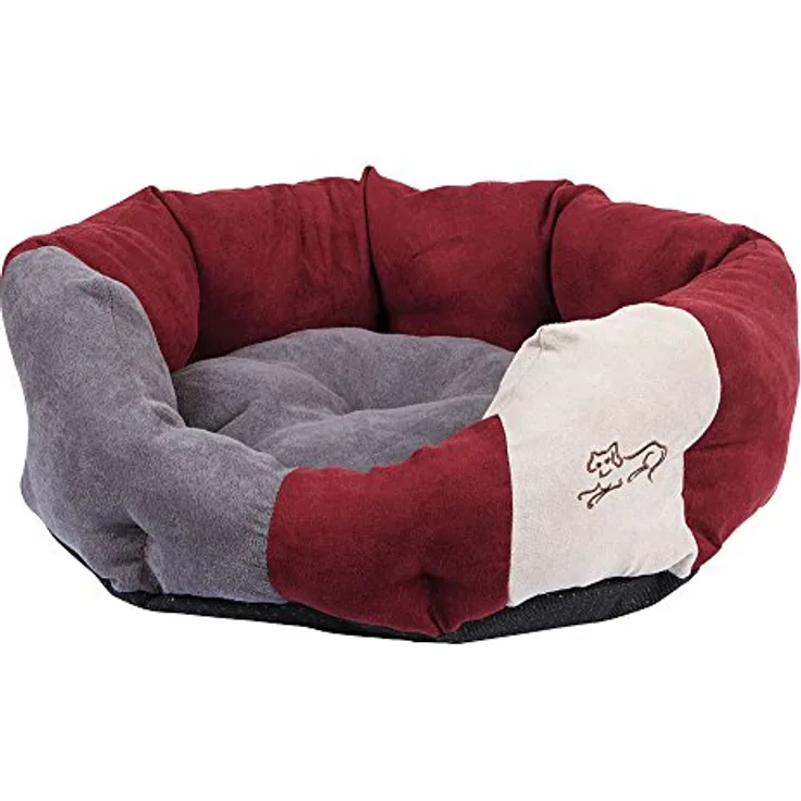 Kerbl 81270 Kuschelbett Amelie, L 71 x B 64 cm, bordeauxrot/anthrazit