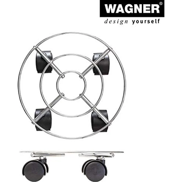 WAGNER Pflanzenroller Chrome Ø 23 cm I Pflanzenroller für Innenbereich, Chrom I Blumenroller aus verchromten Stahl I Kübelroller Silber-glänzend I Tragkraft 60 kg ? 20093101 – Bild 5