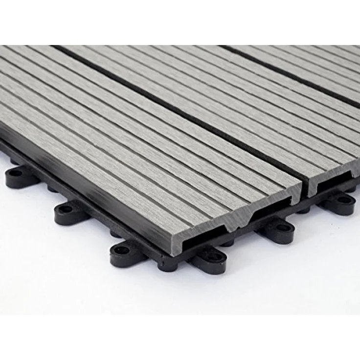 WPC Bodenfliese Rhone, Holzoptik Balkon-Terrasse, 11x je 30x30cm 1qm Basis, grau linear – Bild 7