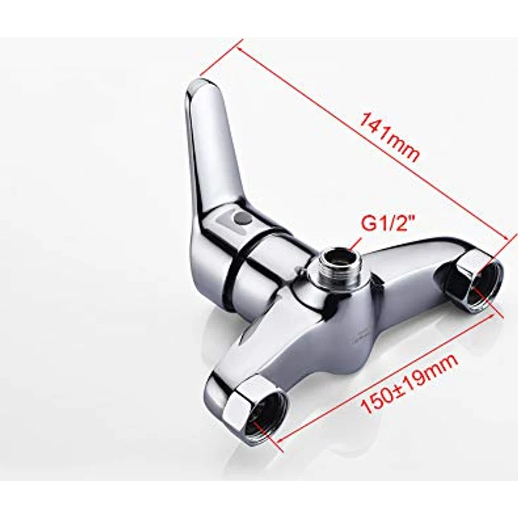 IBERGRIF M12050 M12050-Roma, Einhand Duscharmatur Set, Brausebatterie mit Duschkopf, Duschkopfhalter, und Brauseschlauch, Chrom, Silber – Bild 3