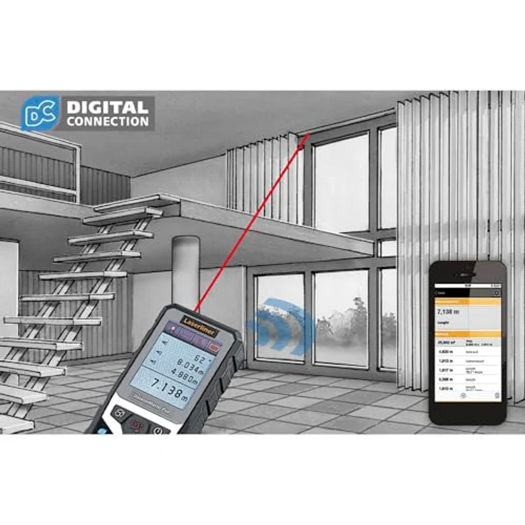 LASERLINER DistanceMaster Plus Laser-Entfernungsmesser 100m, Koffer, Winkelfunktion, 50 Speicherplätze, USB-C-aufladbar – Bild 7