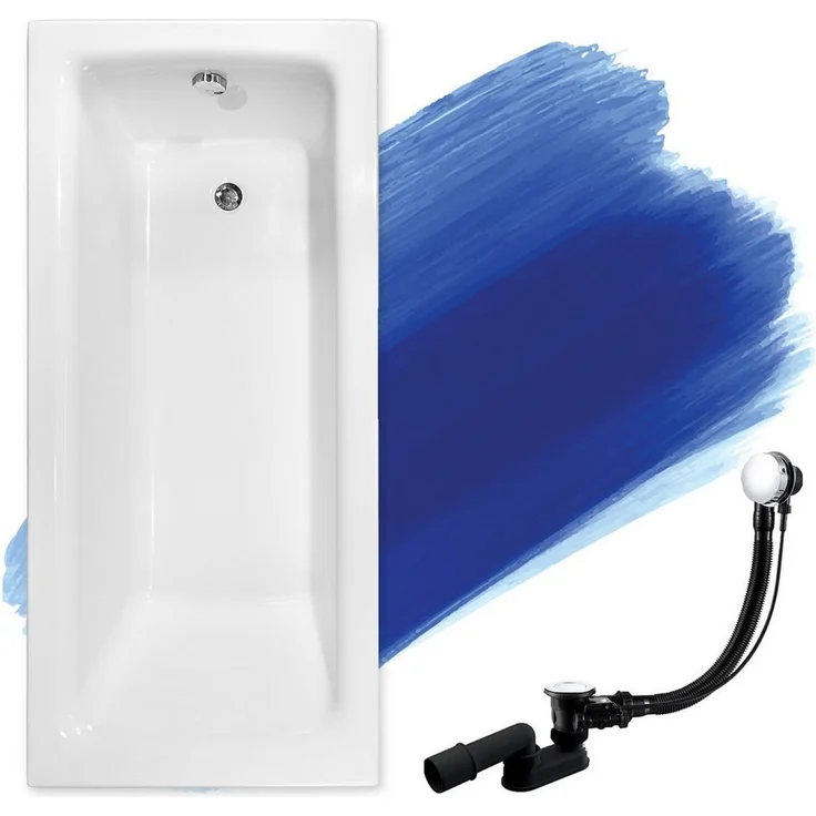 KOLMAN Badewanne rechteckig Talia 100x70, Acryl mit antibakterieller Beschichtung, Ablaufgarnitur & Füße GRATIS