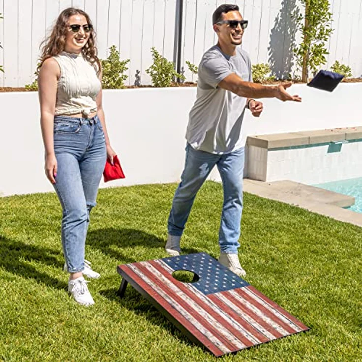 GoSports Classic Cornhole Set - Includes 8 Bean Bags, Travel Case and Game Rules (Choose Between Classic, American Flag, and Football Designs) - Preisvergleich – Bild 6
