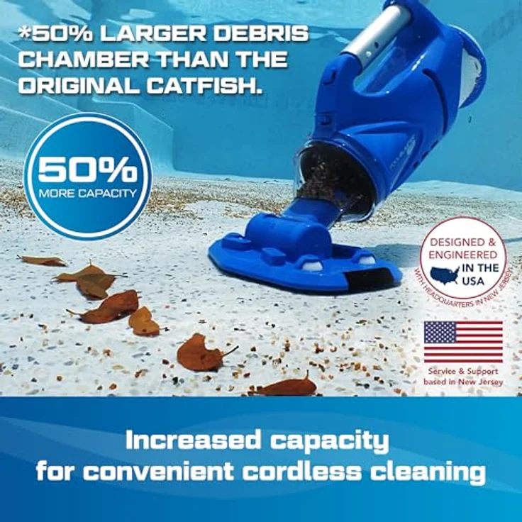 CF Pool Blaster Catfish Gen2, Kabelloser Akku-Poolsauger mit Lithium-Ionen-Antrieb, 45 Minuten Laufzeit, 18,4 cm Saugbreite – Bild 4