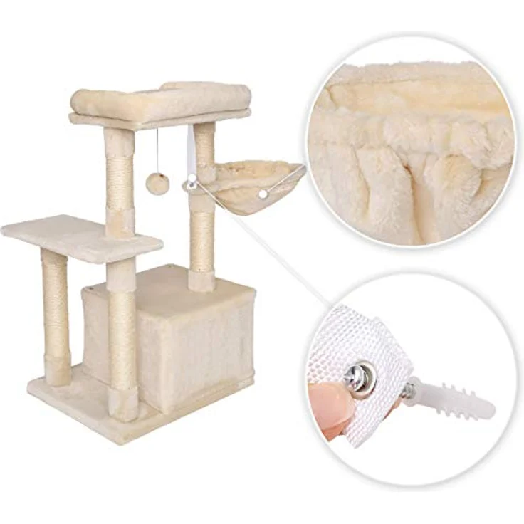 lionto Kratzbaum Kletterbaum Katzenkratzbaum Katzenbaum Höhe 85 cm, beige – Bild 5