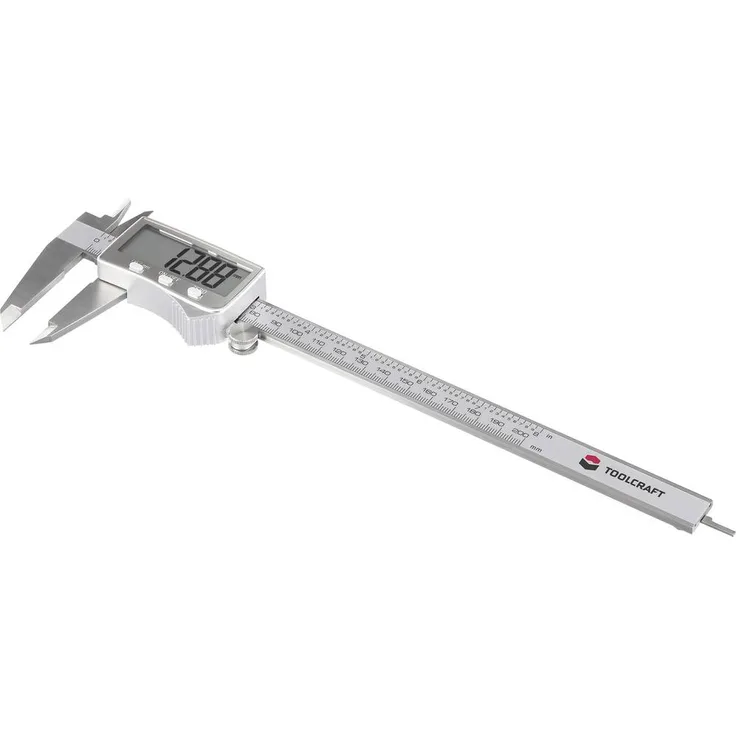 TOOLCRAFT TO-10668726 Digitaler Messschieber 200mm, präzise Messlehre für Innen-, Außen- und Tiefenmessungen