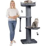HAPPYPET Premium Kratzbaum Grosse Katzen Stabil 'Freddy' – Katzenbaum, Kletterbaum, für Maine Coon, Natursisal, Dicke Stämme mit 20 cm, 150 cm Hoch, Grau - Preisvergleich