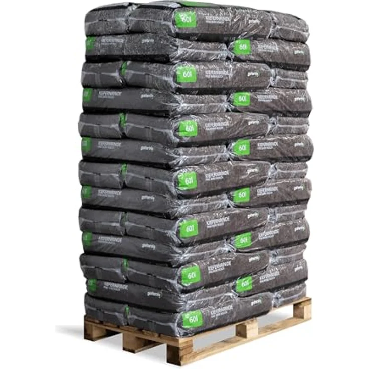 GALAMIO Kiefernrinde Kiefernmulch, Dekorativer Rindenmulch aus Naturmaterial, rotbraun, Körnung 10-20mm, 60l x 39 Säcke pro Palette, 2.340l, pH-Wert 5,10, langlebig und unkrauthemmend – Bild 2